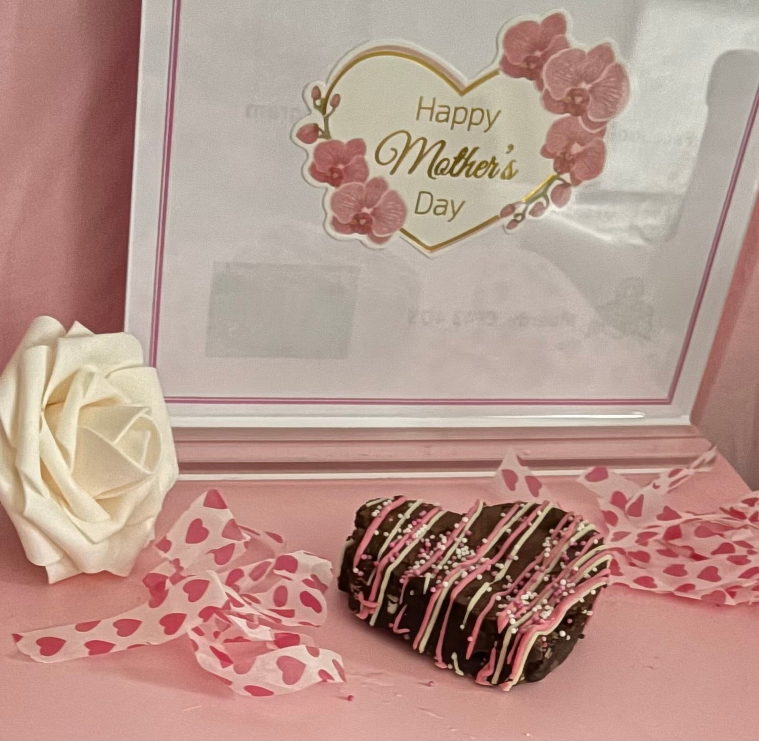 Triple chocolate heart brownie