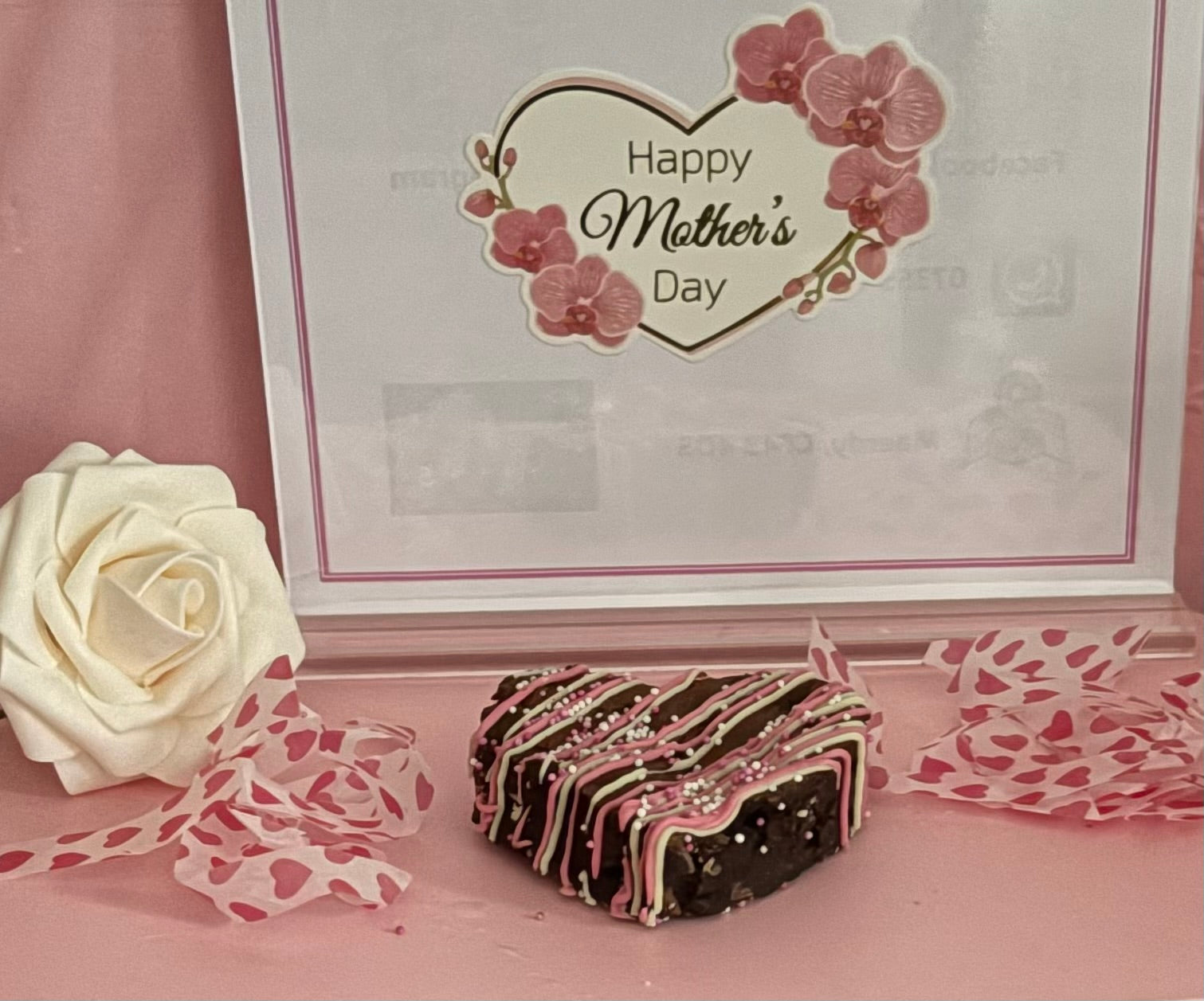 Triple chocolate heart brownie